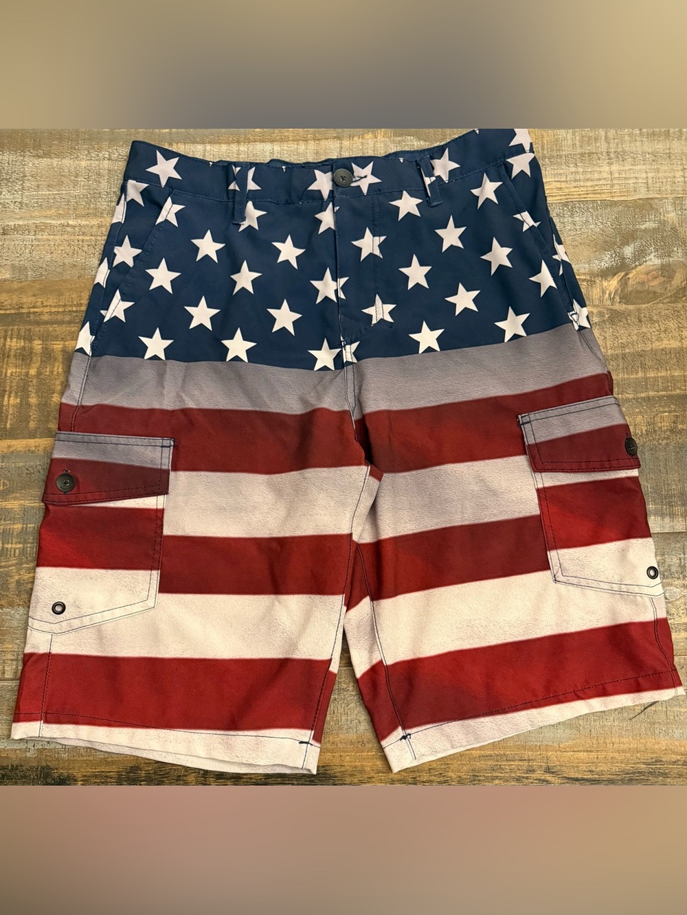 Tony Hawk American Flag Cargo Swim Shorts